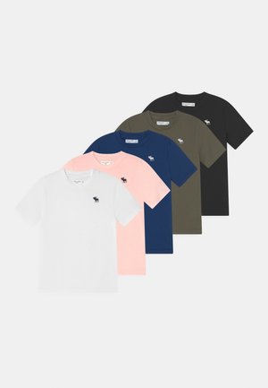 5 PACK - T-shirt basic - white/dark grey/olive/pink/blue