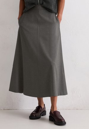 MEDIUM LENGTH, FLARED HEM, WAISTBAND - A-line skjørt - night brown mélange