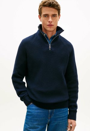 FISHERMAN  ZIP MOCK - Strickpullover - dark blue