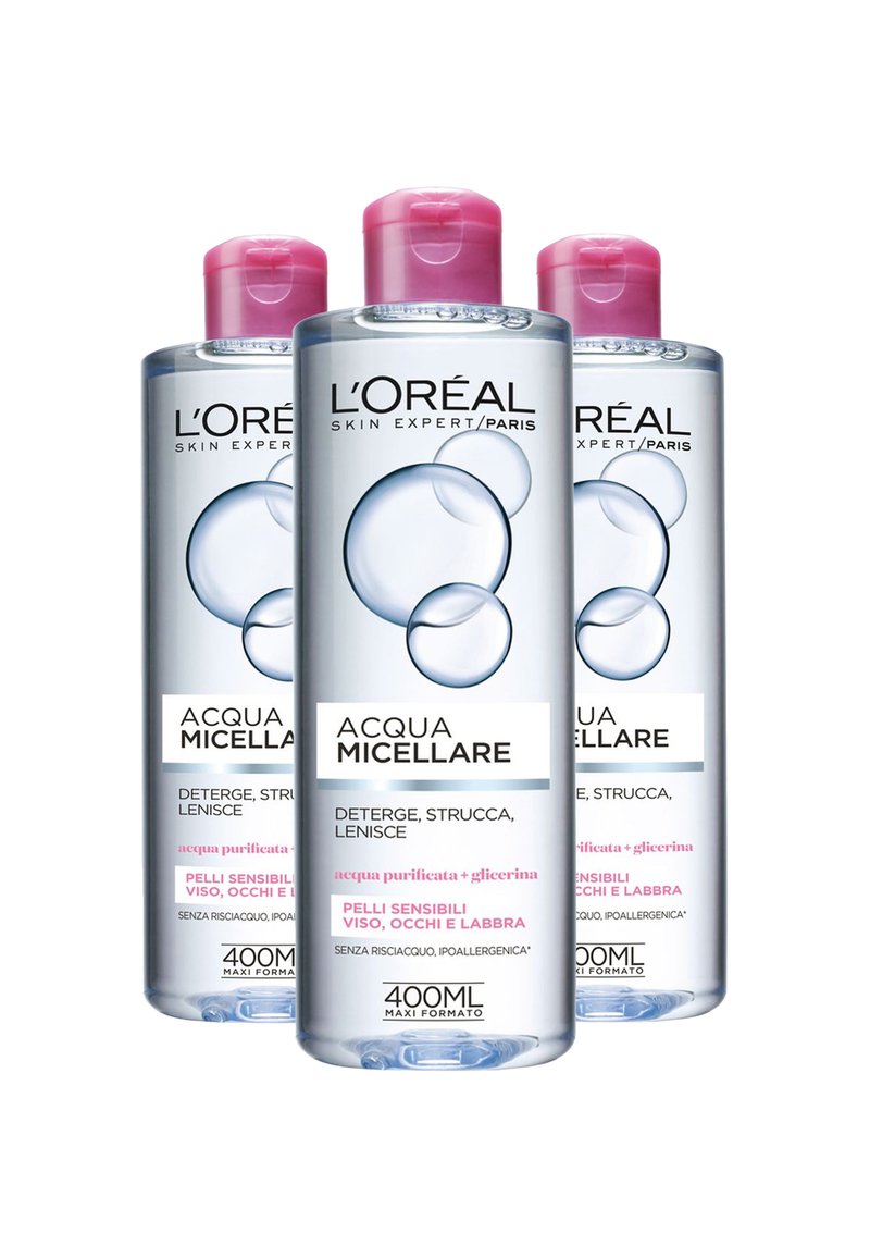 L'Oréal Paris ACQUA MICELLARE DETERGE, STRUCCA, LENISCE, 400 ML - 3 PACK - Struccante