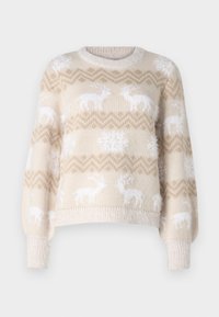 ONLXMAS FAIRISLE - Neule - pumice stone/white/humus frosted almond