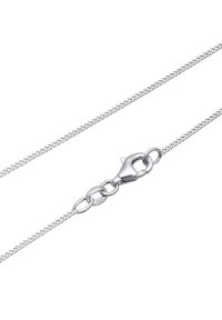 Collana in argento con superficie texturizzata, dotata di un gancio a moschettone e anelli circolari, contrassegnata con "925" per autenticità in argento sterling.