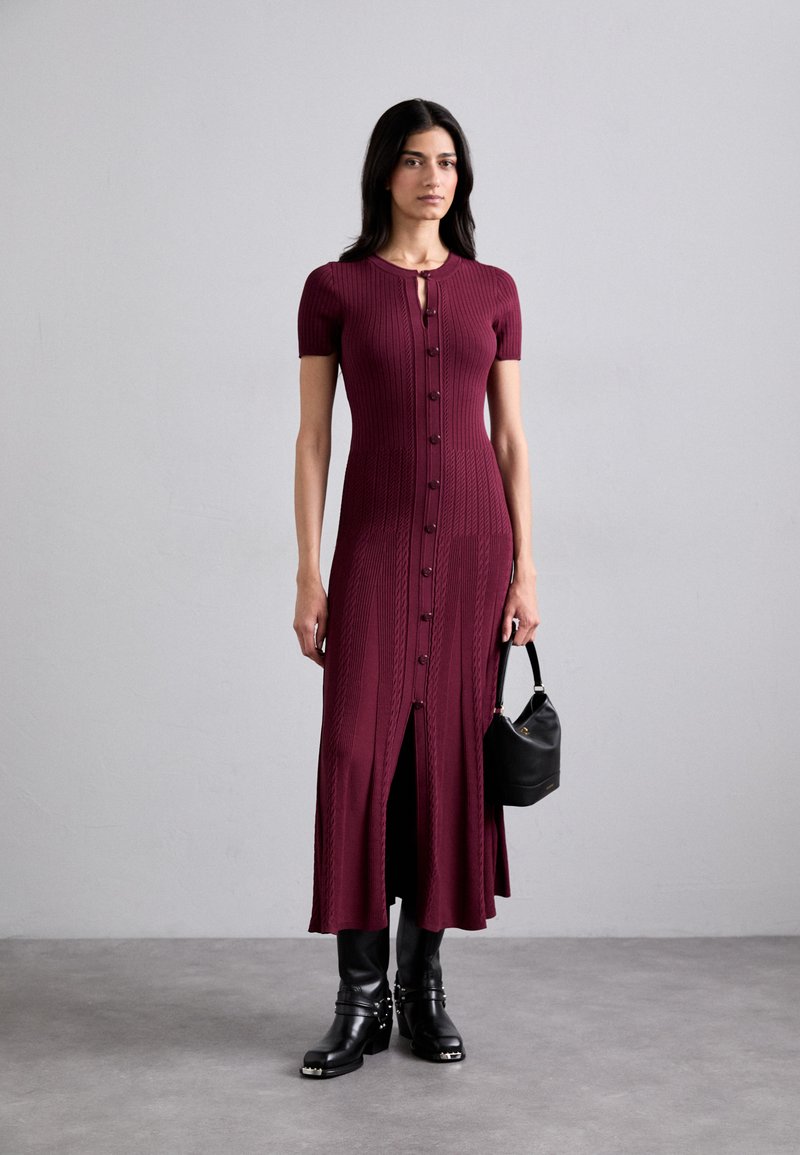 sandro dress burgundy Sandro- burgundy knit Maxi dress melbmusedresshire.com
