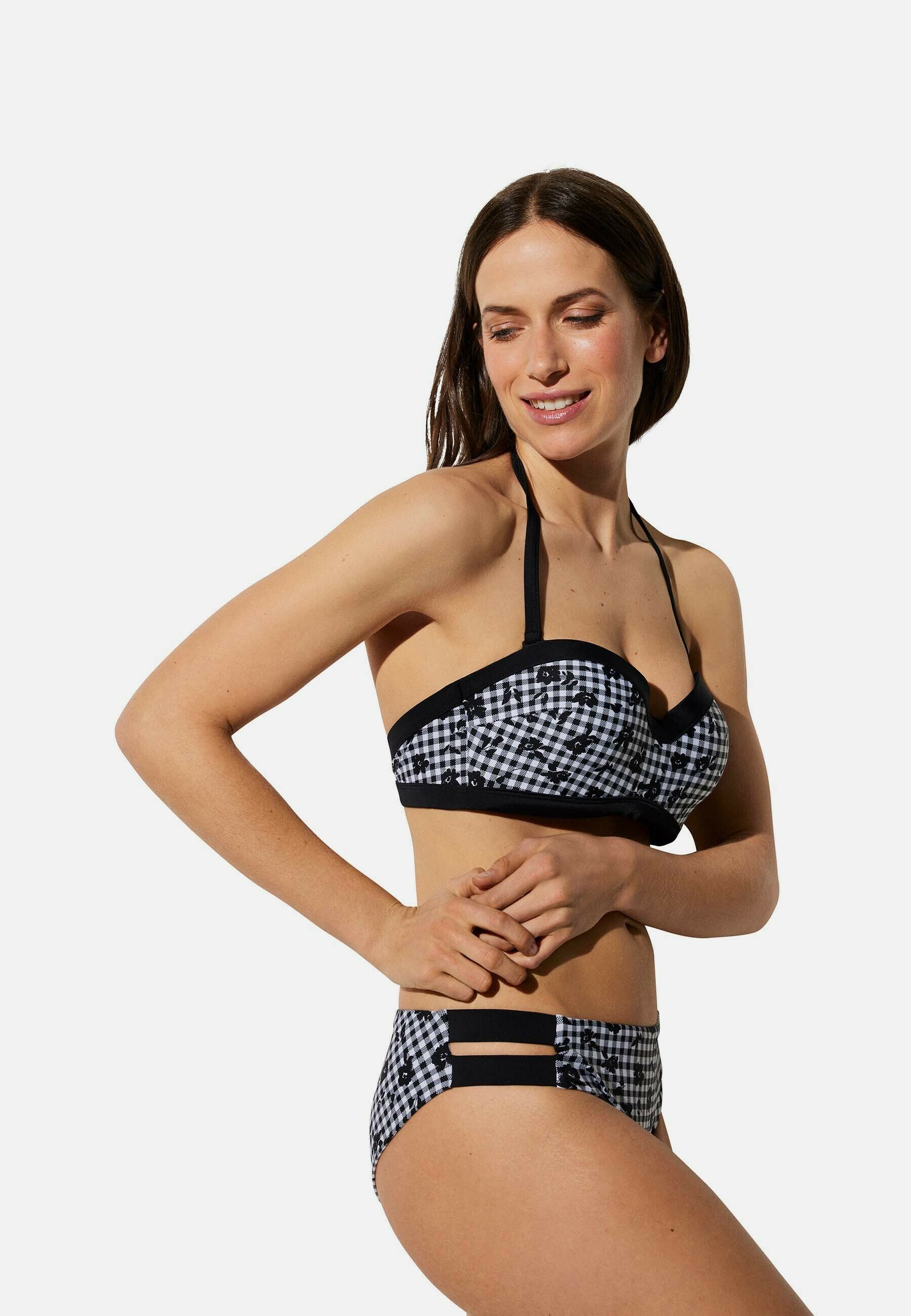 Ysabel Mora Badehose Mittelhöhe Kariert Blau – Herren-Badeanzug Aus Schnell Trocknendem Polyester