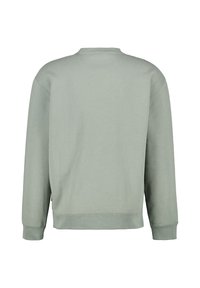 Felpa verde chiaro con maniche lunghe, collo rotondo e vestibilità comoda. Realizzata in cotone, presenta una texture liscia e polsini a costine.