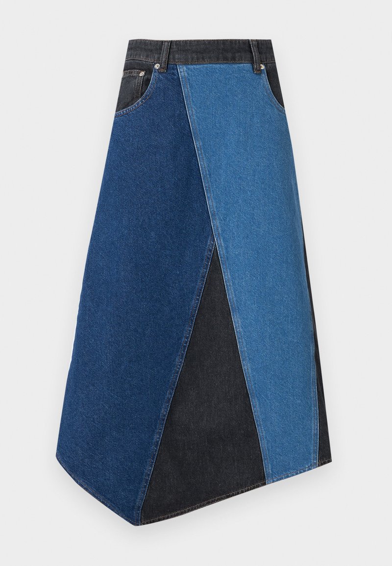 Mads Nørgaard PATCH SOLRUN SKIRT - A-line skirt - mix blue denim/blue ...