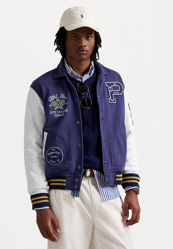 FLEECE GRAPHIC LETTERMAN JACKET - Zip-up sweatshirt - fall royal multi