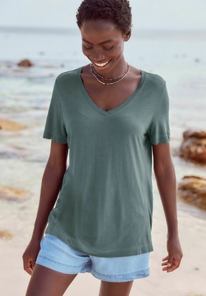 Next SLOUCH V-NECK- REGULAR FIT - Tricou basic - blue