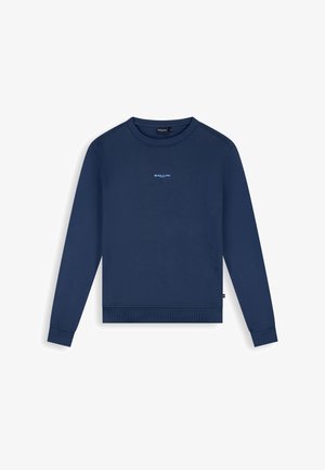 Marineblaues Sweatshirt mit Rundhalsausschnitt und langen Ärmeln, mit kleinem hellblauem "BALLIN'"-Logo mittig auf der Brust.