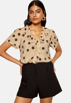 REGULAR FIT - RUFFLE FRONT PUFF SLEEVE  - Blouse - cream spot