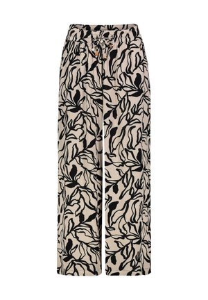 GEMUSTERTE MIT KORDELZUG UND WEITEM BEIN - Trousers - beige