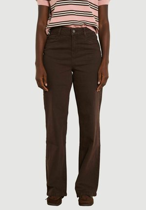 LolaLiza, HIGH-WAIST WIDE 7/8 TROUSERS HIGH-WAIST WIDE 7/8 TROUSERS - Straight leg jeans - brown dark chocolate