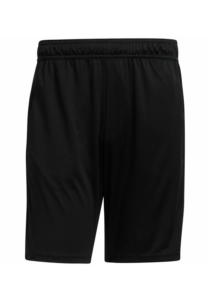Schwarze Sportshorts mit elastischem Bund, aus leichtem Stoff gefertigt. Glatte Textur ohne Muster oder sichtbare Hardware-Details.