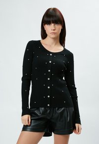 INFLUENCER BEJEWELED RIBBED PULL - Maglione - black