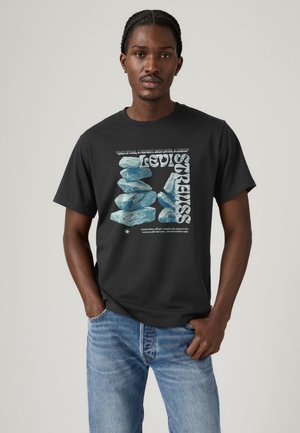 SS RELAXED FIT TEE - T-shirts print - abstract rock formation jet black