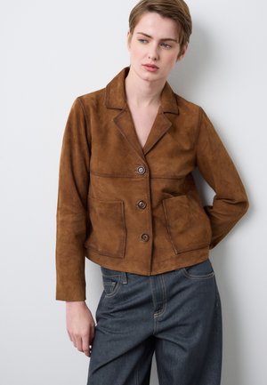 REGULAR FIT WITH BUTTONS - Leren jas - light brown