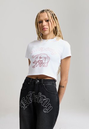 Ed Hardy PANTHER EMBROIDERED TEE - Print T-shirt - white