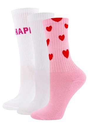 BE HAPPY CIAO AMORE HERZEN 3ER PACK - Socken - pink/weiß