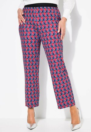 Ulla Popken GEOMETRIC PRINT ELASTIC WAIST - Bukser - ruby red