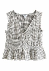 REGULAR FIT - SHIRRED TIE FRONT SLEEVELESS  - Bluse - chocolate brown gingham