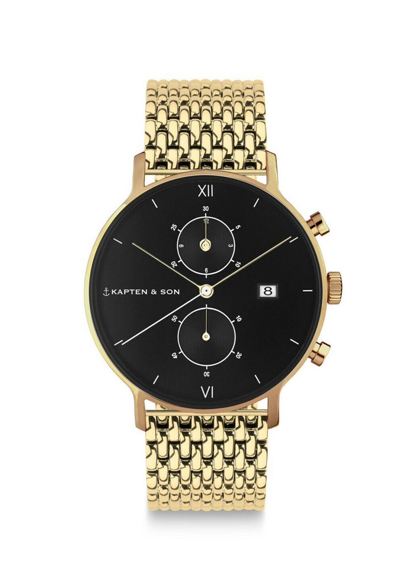 Kapten & Son CHRONO SMALL - Montre à aiguilles - gold coloured black