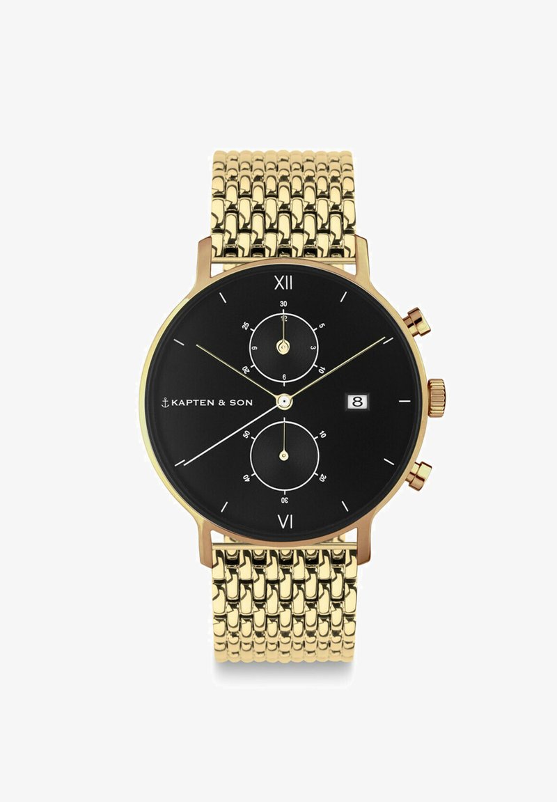 Kapten & Son CHRONO SMALL - Montre à aiguilles - gold coloured black