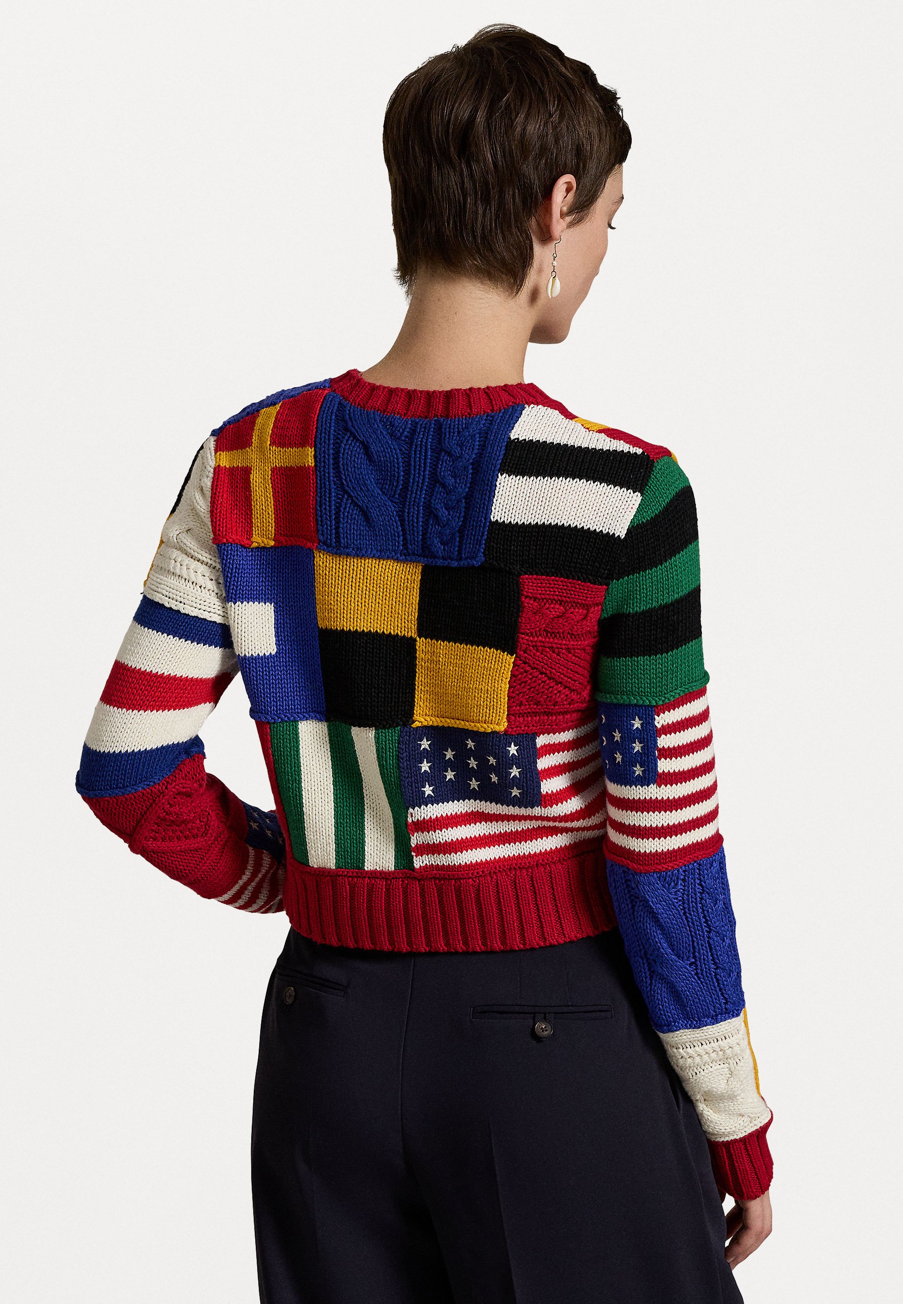 売れ筋商品|||ラルフローレン ニット&セーター レディース アウター FLAG MOTIF COTTON CREWNECK SWEATER - Jumper - red/multi-colored Polo Ralph Lauren FLAG MOTIF COTTON CREWNECK SWEATER