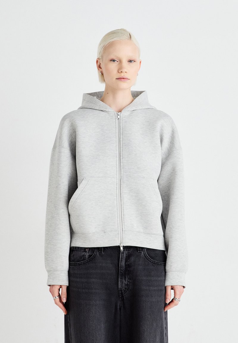 Weekday - OVERSIZED SCUBA ZIP HOODIE - Zip-up sweatshirt - grey melange, Enlarge