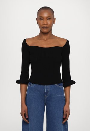 DEEP SQUARE DÉCOLLETÉ AND DOUGHNUT SLEEVES - Jersey de punto - black
