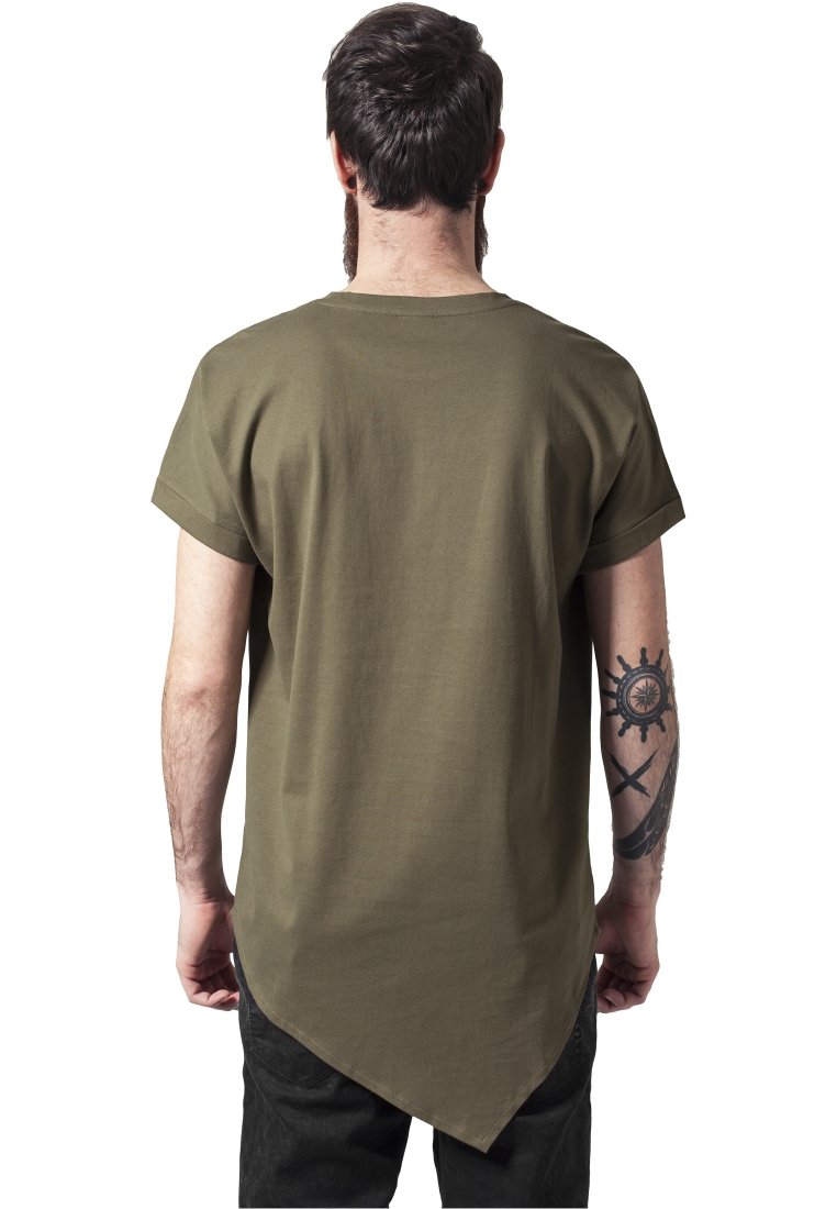 Urban Classics ASYMETRIC LONG TEE - Camiseta estampada - olive