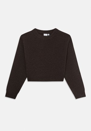 Name it, NKFHOLLY LONG SLEEVE BOXY SHORT - Maglione - seal brown