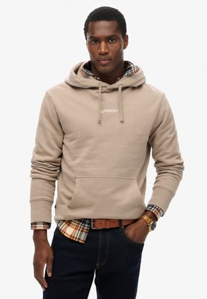 Superdry & Co MICRO LOGO - Jersey con capucha - deep beige slub