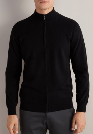 MIT DURCHGEHENDEM REISSVERSCHLUSS AUS  - Strickjacke - Black