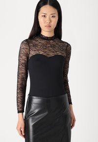 ONLY ONLSIA HIGHNECK HEART BODY - Pikkade varrukatega topp - black