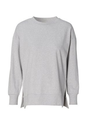 Grijze sweatshirt van zacht katoen. Heeft een ronde hals, lange mouwen en zijsplitten voor extra comfort. Eenvoudig, relaxed fit ontwerp.