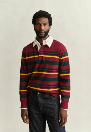 GANT, GANT STRIPED RUGGER - Polo - plumped red
