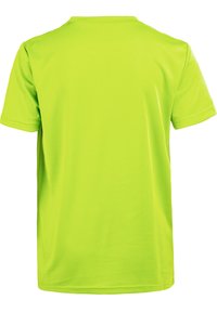 Kortärmad skjorta i ljus limegrön, tillverkad av ett smidigt syntetiskt tyg. Har en klassisk rund halsringning och en enkel, sömlös design.