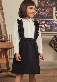 Next - RUFFLE PINAFORE AND LONG SLEEVE SHIRT SET - Bluza z gumbi - navy blue white Miniaturna slika 1