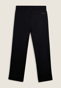 Leggings noirs extensibles avec une texture lisse, dotés d'une large taille élastique et d'un petit logo au dos. Coutures plates et sans poches.