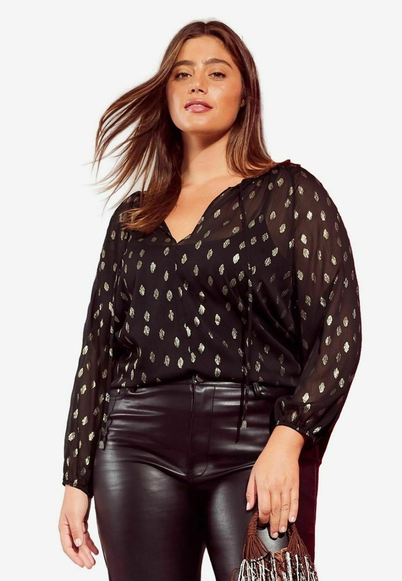 Friends Like These CURVES TIE NECK - REGULAR FIT - Camicetta - black