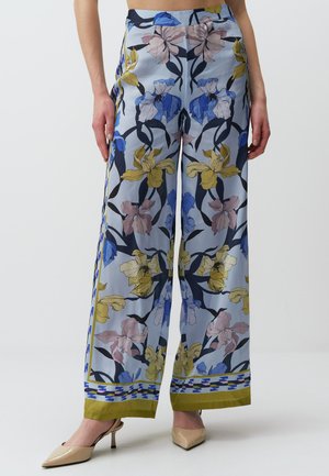 HIGH WAIST WIDE LEG PATTERNED  - Stoffhose - light blue