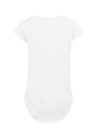 Plain white short-sleeve t-shirt shown from the back with a rounded hem and a crew neckline on a white background.