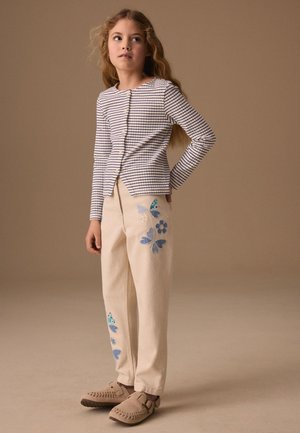 Next, FLORAL EMBROIDERED - Jeans Tapered Fit - ecru