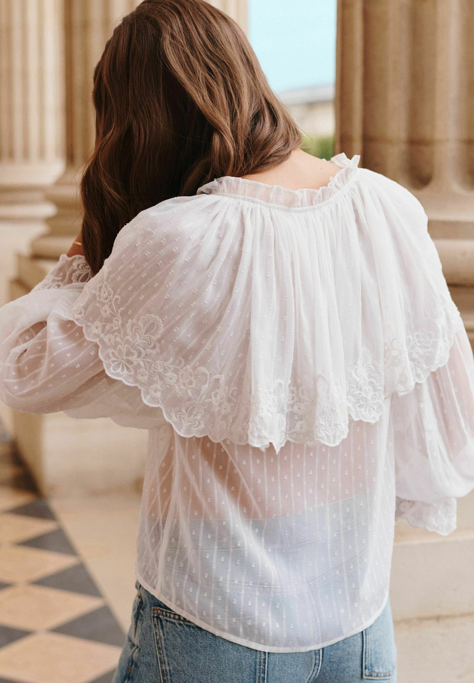 Next SHEER NECK EMBROIDERED - REGULAR FIT - Blouse - ivory