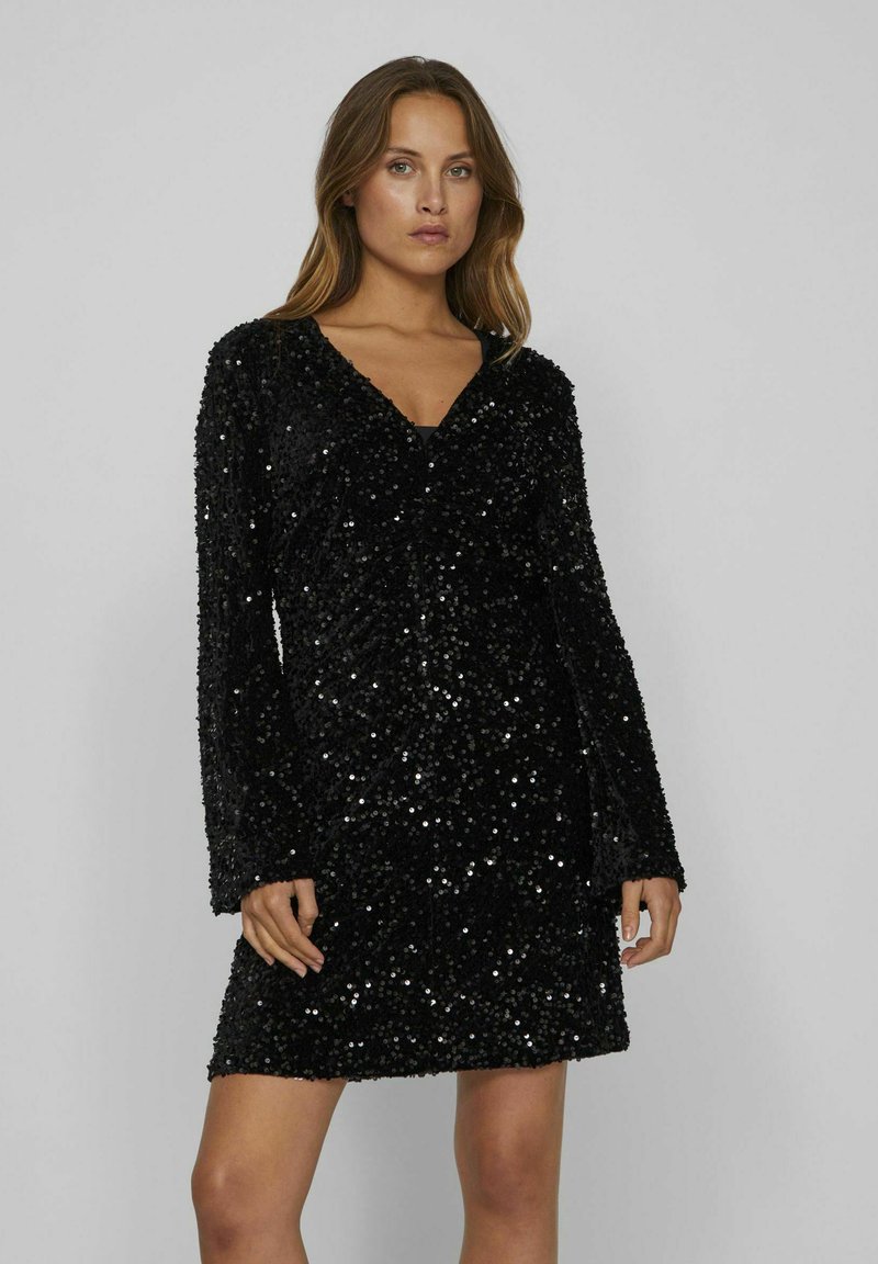 VILA KURZ PAILLETTEN - Kokteiļkleita/ballīšu kleita - black