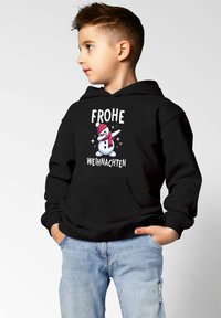 MoonWorks WEIHNACHTSMOTIVE LUSTIGE GESCHENKE OUTFIT - Kapuzenpullover - dabbing schneemann schwarz