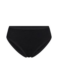 Sorte bomulds hipster-trusser med en glat tekstur, elastisk talje og klassisk snit. Har minimal syning og ingen synlige mønstre.