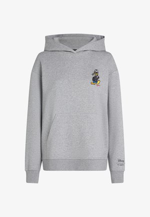 Sudadera de algodón gris con un bolsillo canguro. Presenta un pequeño personaje bordado, capucha y puños de canalé. Marca de Disney en la manga.