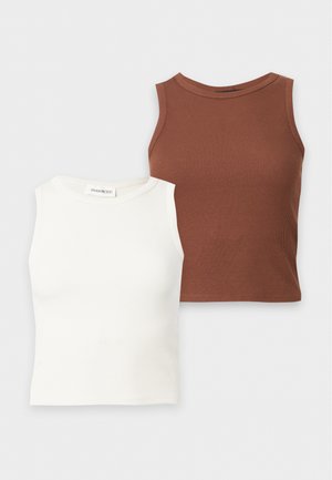Even&Odd, 2 PACK - Débardeur - off-white/dark brown