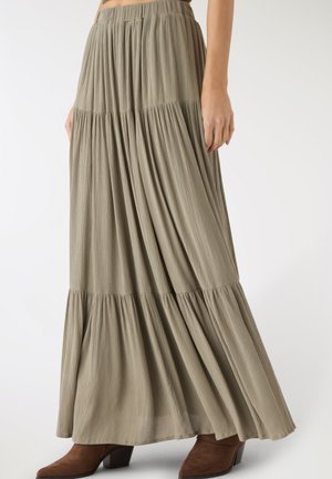 CON BALZE A TINTA UNITA - Gonna lunga - kaki